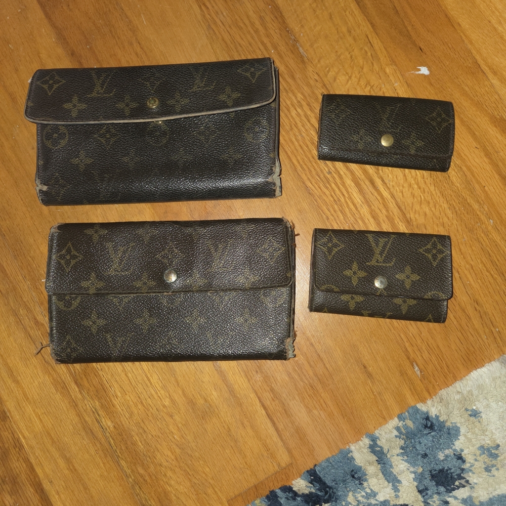 2 Louis Vuitton Dark Brown Monogram Wallets And 2 Key Holders